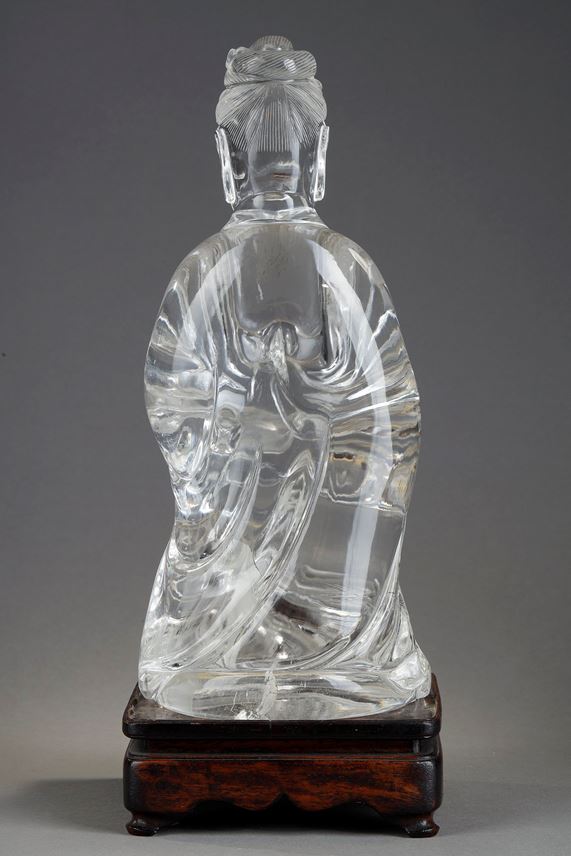 Large rock crystal figure representing a guanyin holding a sceptre | MasterArt